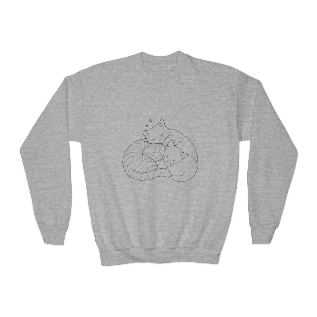 Unisex Crewneck Sweatshirt — Minimal Line-Art Sleeping Cats Design