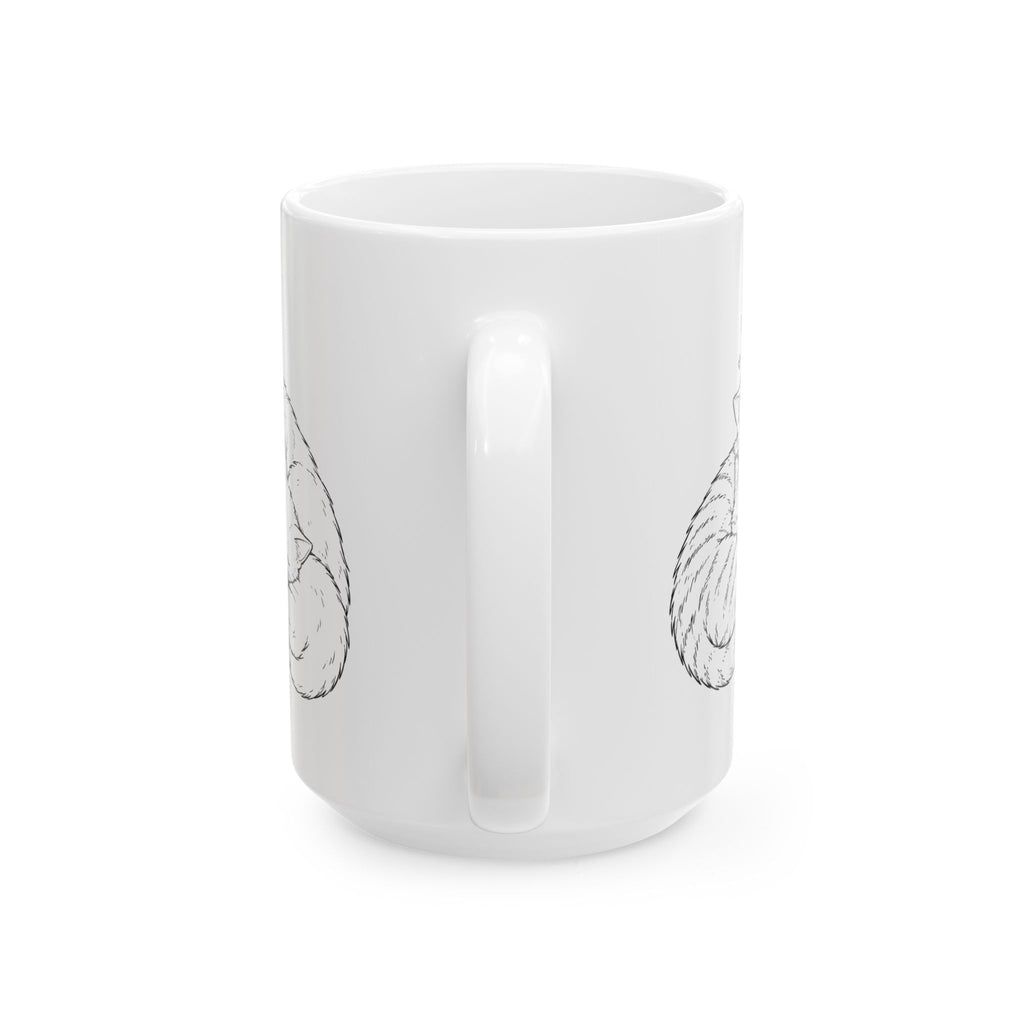 Cat Sketch Ceramic Mug - Minimalist Sleeping Cat Coffee Cup (11oz, 15oz)