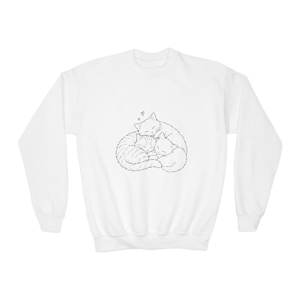 Unisex Crewneck Sweatshirt — Minimal Line-Art Sleeping Cats Design