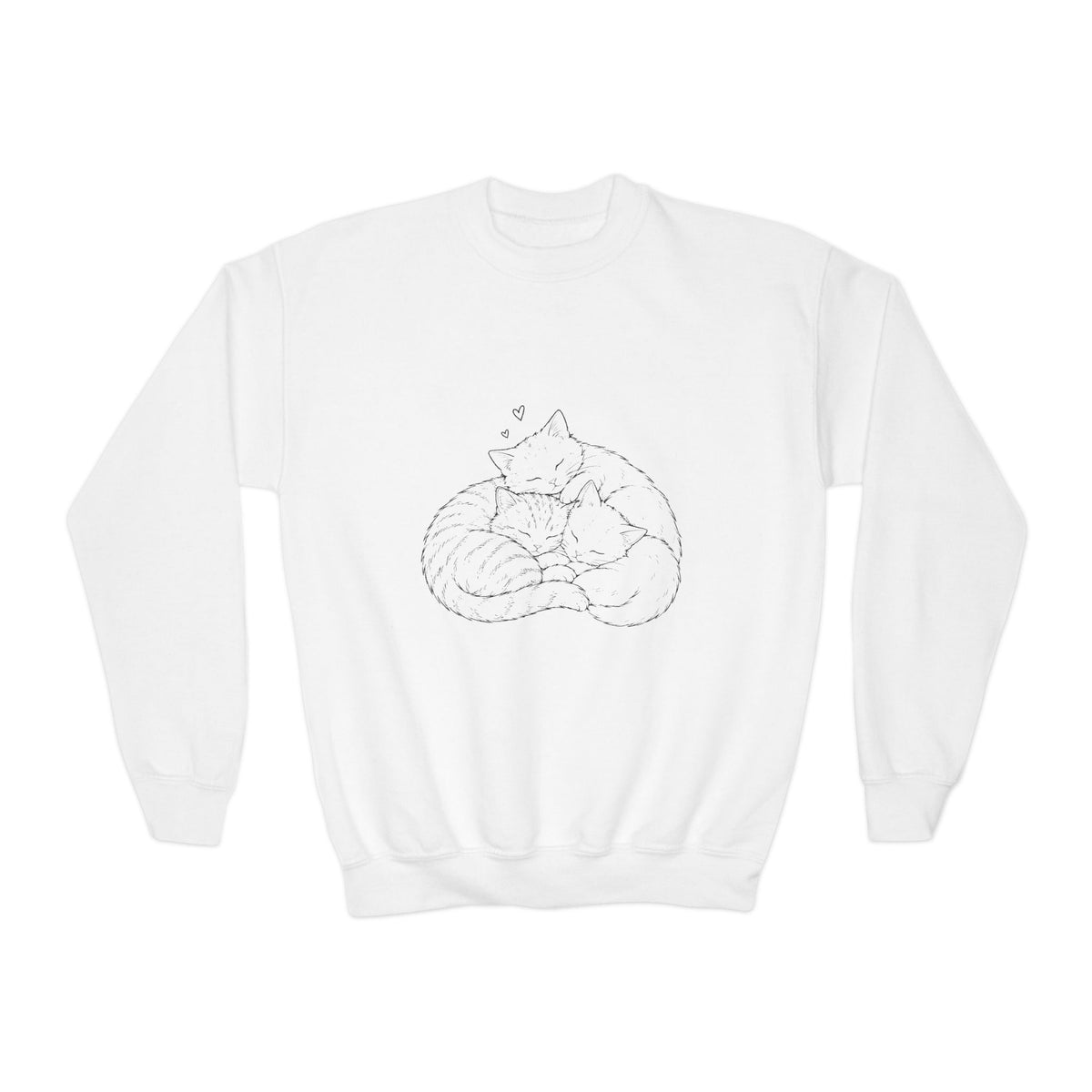Unisex Crewneck Sweatshirt — Minimal Line-Art Sleeping Cats Design