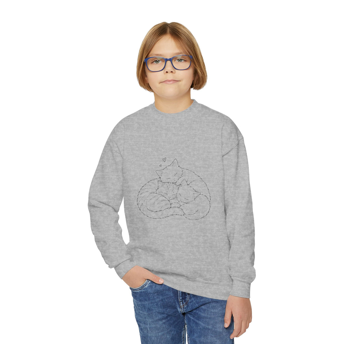 Unisex Crewneck Sweatshirt — Minimal Line-Art Sleeping Cats Design