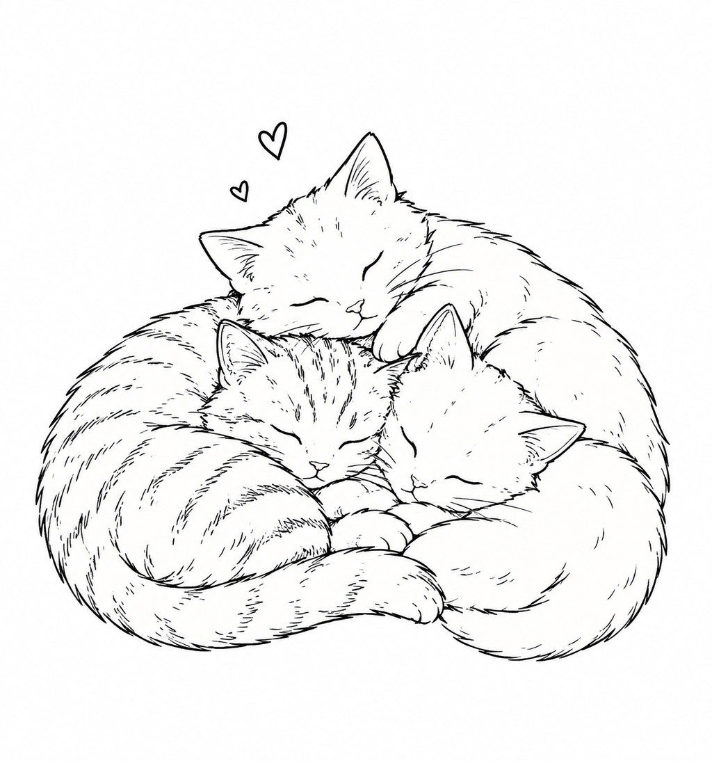 Unisex Crewneck Sweatshirt — Minimal Line-Art Sleeping Cats Design