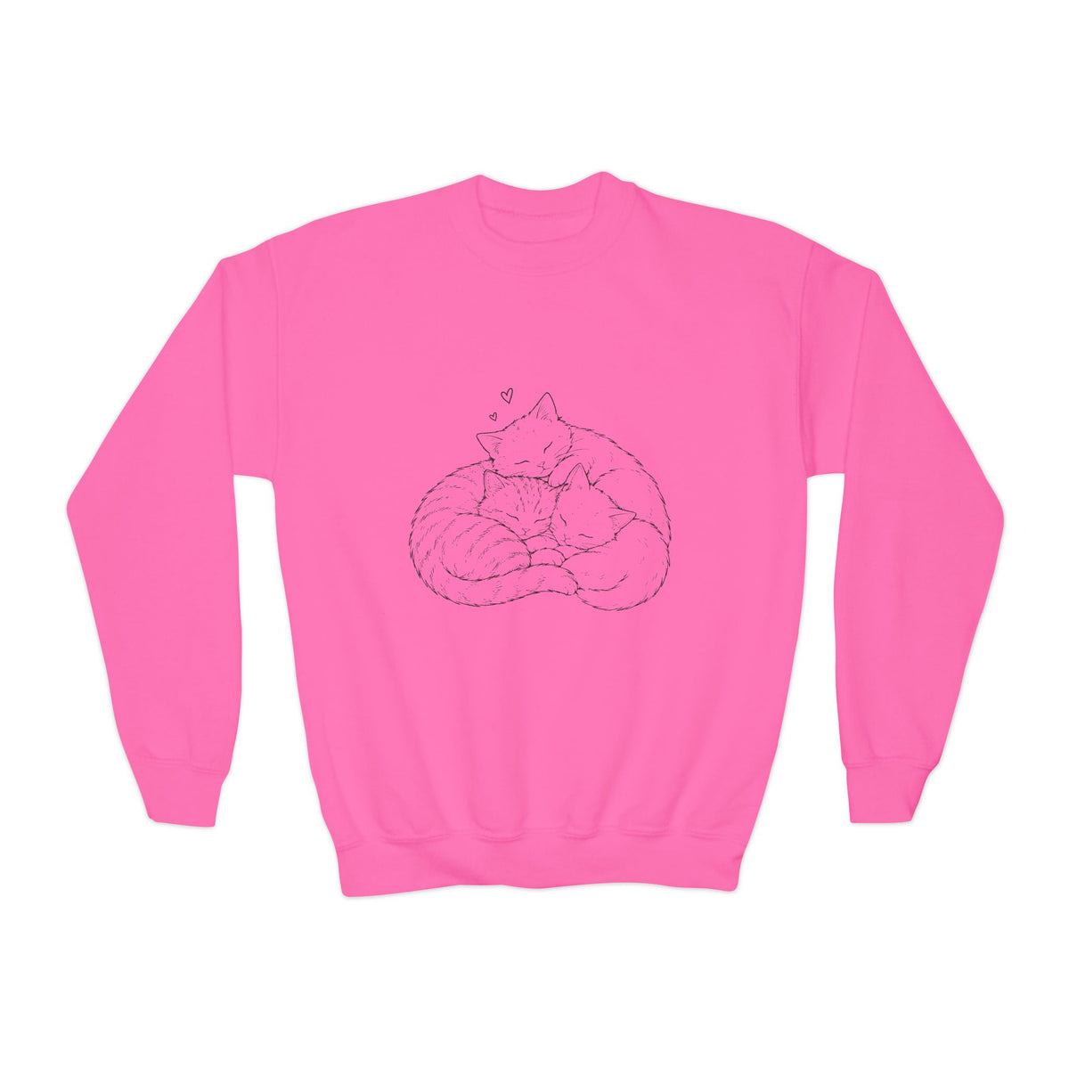 Unisex Crewneck Sweatshirt — Minimal Line-Art Sleeping Cats Design