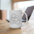 Cat Sketch Ceramic Mug - Minimalist Sleeping Cat Coffee Cup (11oz, 15oz)